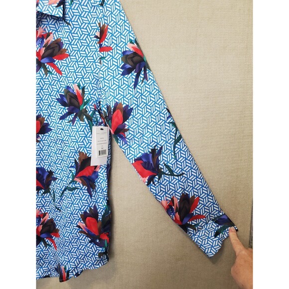 Equipment Femme Silk Mixed Pattern Long Sleeve Button-Up Shirt Size Medium NWT - Picture 2 of 6
